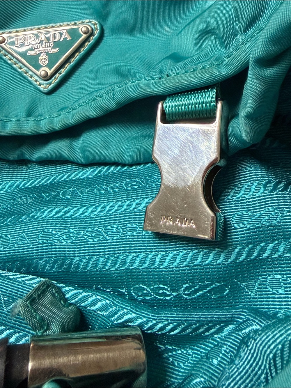 Prada Teal Nylon Buckle Backpack - Picture 6 of 9